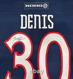 2003-04 Marc Denis Columbus Blue Jackets Game Used Worn Jersey Home 1 Autograph