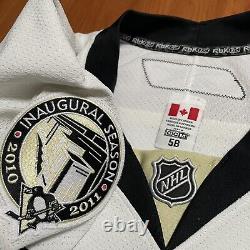 2010 Game Worn Reebok Robert Bortuzzo Pittsburgh Penguins Jersey Used White 58
