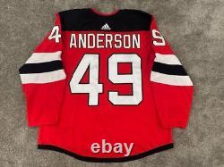 2018 Joey Anderson New Jersey Devils Brodeur Night Game Used Worn Hockey Jersey