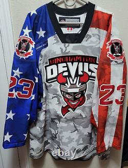 2019-20 Binghamton Devils Mikhail Maltsev AHL Game Worn Military Jersey Size 56