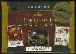 2022-23 Leaf In The Game Used Hockey EMERALD EDITION Sealed BOX Hits #/5 or less