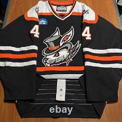 2023 Game Worn Authentic Danbury Hat Tricks FPHL Hockey Jersey Used Black 54