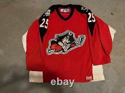 Bruno St Jacques Game Used Worn Portland Pirates Red Preseason Jersey
