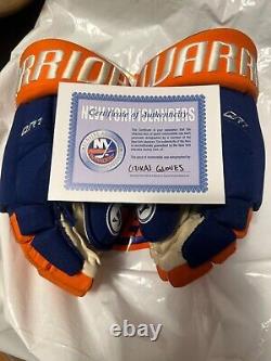 COA Signed Autographed Game Worn Hockey Gloves New York Islanders Casey Cizikas