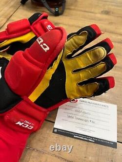 Carolina Hurricanes Teuvo Teravainen Game Used Gloves Autogrhaped Authentic CCM