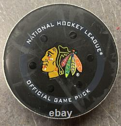 Chicago Blackhawks Game-Used Puck vs. Vancouver Canucks on January 31, 2022