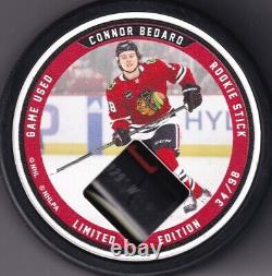 Connor Bedard Game Used Chicago Blackhawks Rookie Year Stick In A Puck #34/98