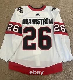 Erik Brannstrom 2020-21 Game Worn Used Ottawa Senators Hockey Jersey Team LOA