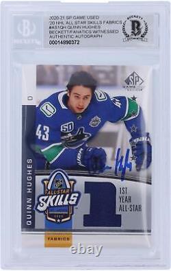 Game Used Quinn Hughes Canucks Hockey Card Fanatics Authentic COA
