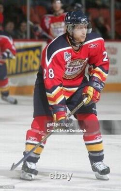 Game Used/Worn Reebok Acadie-Bathurst Titan Blue/Red/Yellow Hockey Gloves 14