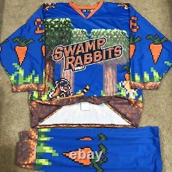 Game Worn Greenville Swamp Rabbits Video Game Night ECHL Hockey Jersey Used 56