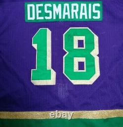 Game Worn / Issued Odessa Jackalopes Mardi Gras CHL Hockey Jersey Used Purple 56