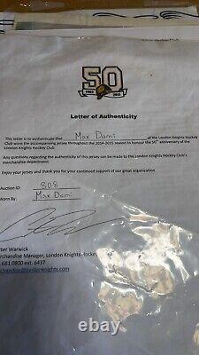 Game Worn London Knights Max Domi Autographed 50th Anniversary Season Jersey