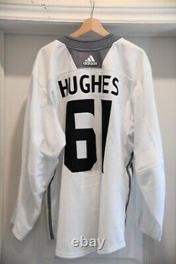 Game worn LA Kings MIC Adidas training camp Jack Hughes size 56