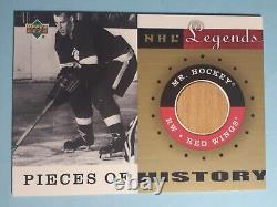 Gordie Howe Authentic Game Used Stick Patch UD 2001 NHL Legends NM-M Or Better