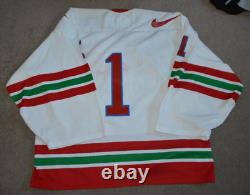 Italy Hockey Game Worn Used Nike Goalie Cut Jersey