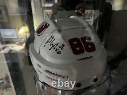 Jack Hughes Autographed Game Used White Bauer Helmet 2019-2020 Training Camp