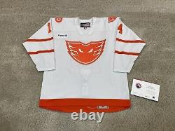 Lehigh Valley Phantoms Game Worn Used RARE Authentic WHITEOUT AHL MIC Jersey 56