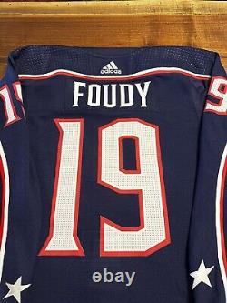 Liam Foudy Adidas Game Issue Home Columbus Blue Jackets Jersey