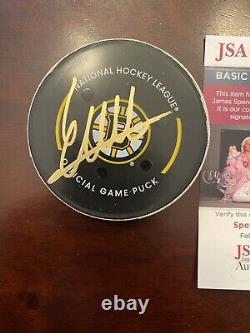 Linus Ullmark Autographed Boston Bruins Game Used Puck NHL JSA