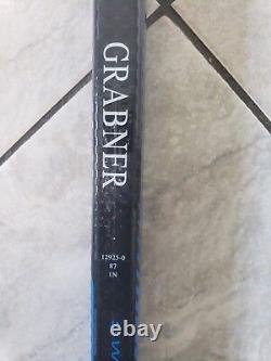 Michael Grabner signed game used pro stock hockey stick, Bauer 1N