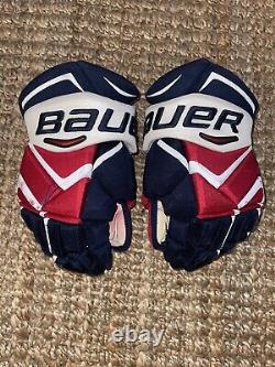 NHL Capitals Michal Kempny game used Bauer 1x pro hockey Gloves 14