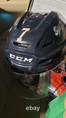NHL Tyler Angle Autographed Season Game Used Helmet Spitfires Blue Jackets RARE