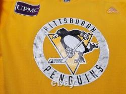 PITTSBURGH PENGUINS Yellow Adidas Pro Player Practice Worn Used Jersey size 58+