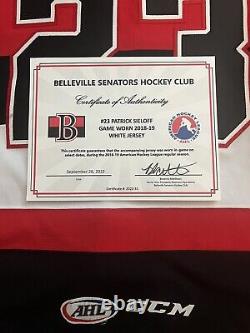 Patrick Sieloff 2018-19 Game Worn Used Belleville Senators Hockey Jersey LOA