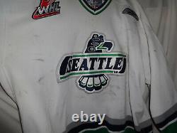 Seattle Thunderbirds RIKU HELENIUS Game Used Worn WHL Hockey Jersey 2007-08 AUTO