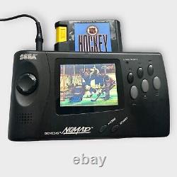 Sega Nomad Genesis Handheld System Console MK-6100 + AC Adapter NHL Hockey Game